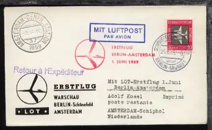 LOT-Erstflug-Bf. Berlin-Amsterdam 1.6.1959