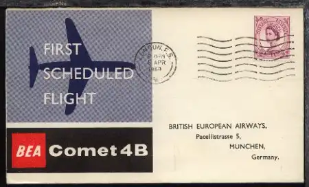 BEA-Erstflug-Bf. London-München 5.4.1960