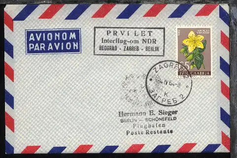 Interflug-Erstflug-Bf. Zagreb-Berlin 4.4.1964