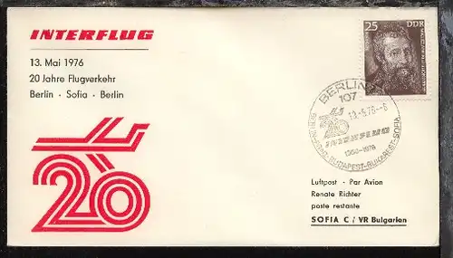 Erinnerungsflug 20 Jahre Berlin-Sofia-Berlin 13.5.1976