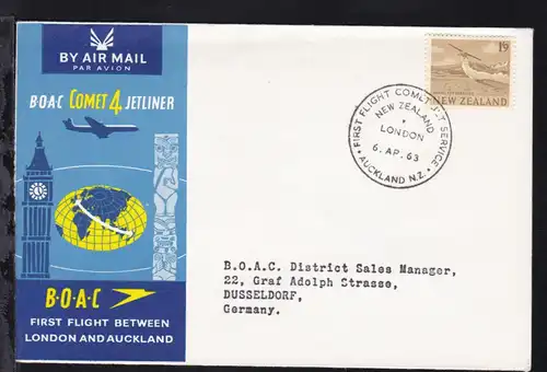 Grossbritannien BOAC-Erstflug-Bf. Auckland-London