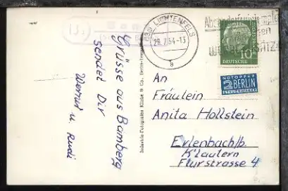 OSt. Lichtenfels 29.7.54 + R2 13a Banz (Schloß Banz) auf AK