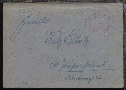 Leipzig roter Oval-Stpl. LEIPZIG N 22 Gebühr bezahlt 18.9.45 auf Bf. mit Inhalt