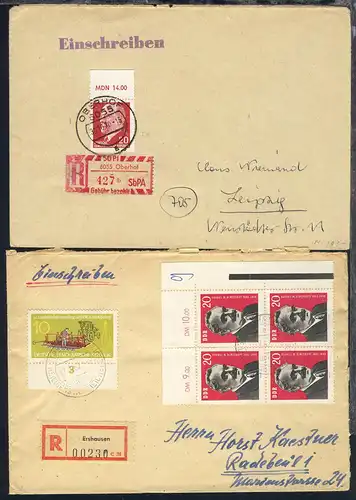 1950/90 22 R-Belege + 1 Eilbrief mit diversen Frankaturen