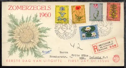 Sommermarken 1960 auf FDC als R-Bf. nach Leipzig