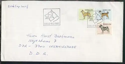 Norwegen 1975/83 9 verschiedene FDC, 2x ohne Anschrift, 7x nach Wernigerode/DDR