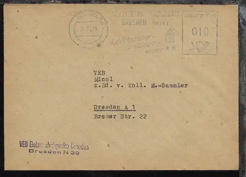 Dresden AFS DRESDEN N30 27.2.59 VEB ELEKTROSCHALTGERÄTE DRESDEN Werk I