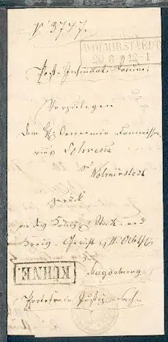 Wolmirstedt R2 WOLMIRSTAEDT 20.6.(1854) + Beamten-Stpl. KÜHNE