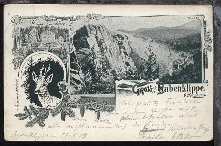 Bad Harzburg, Gruss von der Rabenklippe, 1903