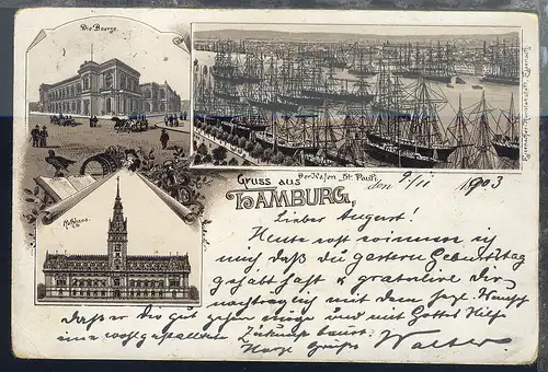 Hamburg (3 Bilder), Gruss aus, 1903