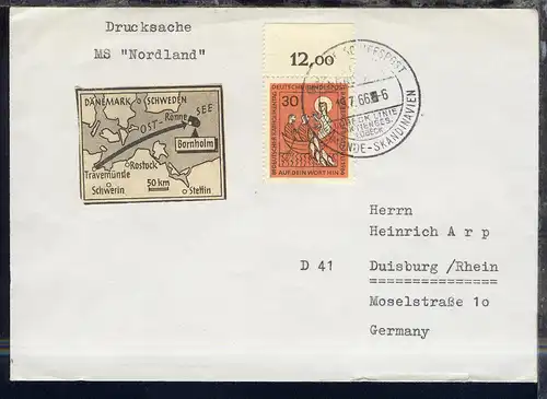 DEUTSCHE SCHIFFSPOST TRAVEMÜNDE-SKANDINAVIEN MS NORDLAND