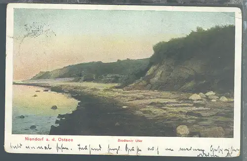 Niendorf a.d. Ostsee Brodtener Ufer, 1908, Karte kl. Einriss