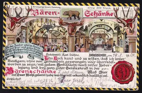 Bären-Schänke Dresden, 1924, Marke entfernt