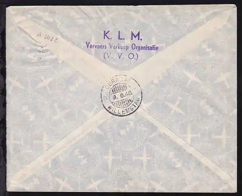 KLM-Erstflug-Brief Amsterdam-Curacoa 6. Juni 1946, 