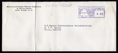 L1 per S.S. "Paris" auf Brief (Langformat) ab New York MAR 24 37 