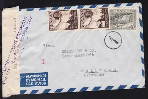 2x 545 + 552 (nicht entwertet) auf Brief mit griechischer Zensur nach Solingen