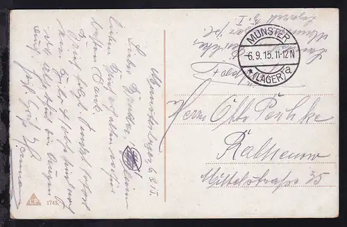 Munster OSt. MUNSTER (LAGER) *a 6.9.15 auf Feldpost-CAK (Der treue Kamerad)