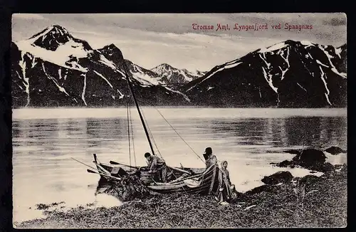 100-Jahr-Feier der Selbstständigkeit 10 Öre auf AK (Lyngenfjord vet Spaagnäs) 