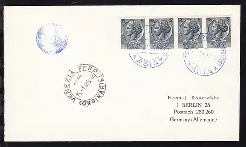 PIROSCAFO POSTALE ITALIANO ASIA 15.1.1969 auf Brief