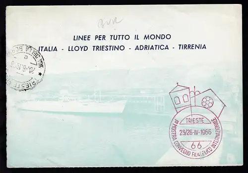 PIROSCAFO ITALIANO CRISTOFORO COLOMBO 28.5.1966 + Bordstempel