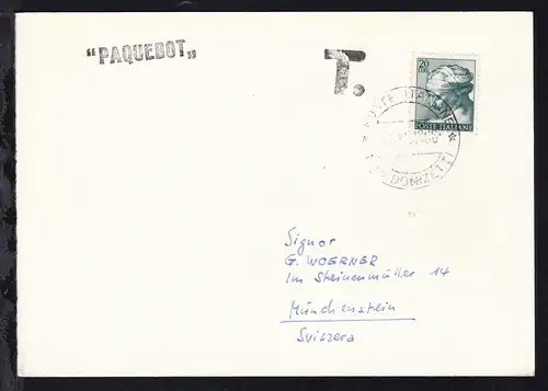 POSTE ITALIANE M/N DONZETTI 4.11.1966 auf Postkarte