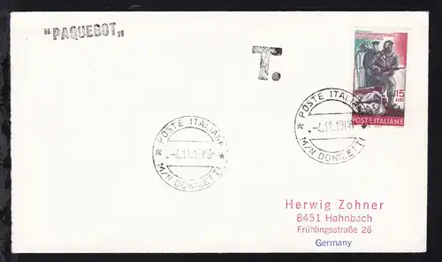 POSTE ITALIANE M/N DONZETTI 4.11.1966 auf Brief