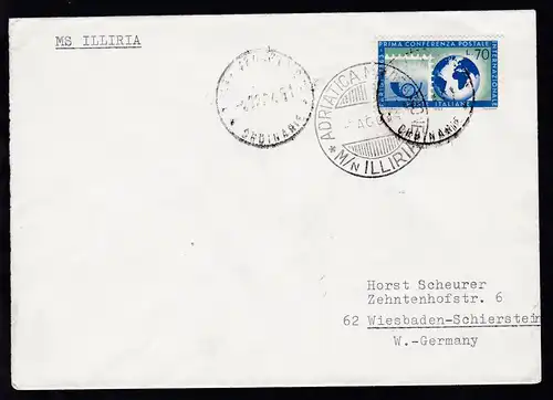 ADRIATICA NAVIGAZIONE M/N ILLIRIA ? AGO ?4 auf Brief