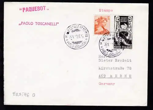 M/N POSTALE ITALIANA PAOLO TOSCANELLI 31.12.65 (Ersttag)  + L1