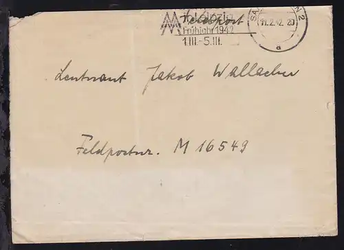 Maschinenstempel Saarbrücken 11.2.42 auf Feldpostbrief an M 16549