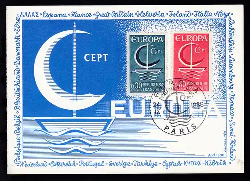 Europamarken 1966 auf Maximumkarte