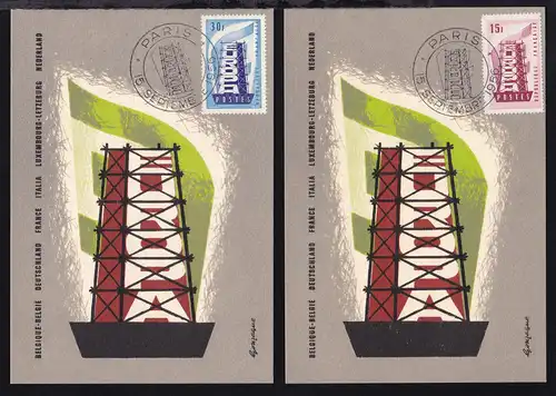 Europamarken 1956 auf Maximumkarten