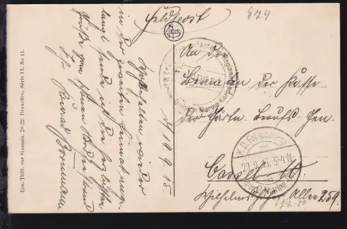 K.D. Feldpostexp. Der 2. Marine-Div. b 20.9.15 + Steg-K2 