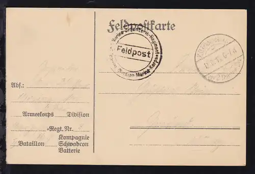 K.D. Feldpostexp. der 2. Marine-Div. b 12.8.15 + Steg-K2 