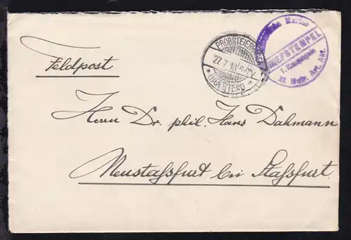 OSt. Probsteinhagen (Holstein) 27.7.16 + Steg-K1 BRIEFSTEMPEL 