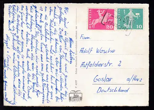 Schweiz R2 UZWIL S.B.B. 12. AUG. 62-18 auf AK 