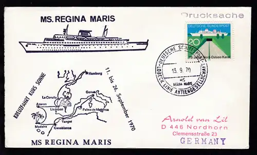 DEUTSCHE SCHIFFSPOST LÜBECK LINIE AKTIENGESELLSCHAFT MS REGINA MARIS  13.9.70 +