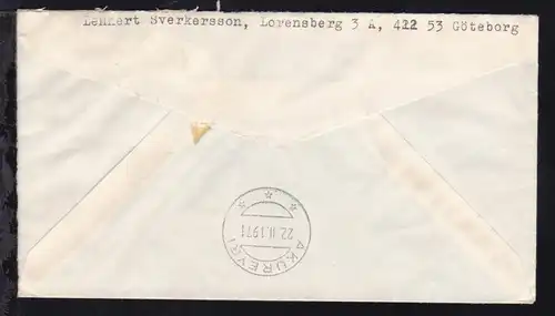 VARBERG-GRENA EUROPAFERGEN 13.2.71 auf Brief mit Retouraufkleber