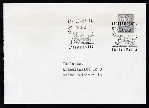 LAPPEENRANTA LAIVAPOSTIA 30.8.73 auf Brief