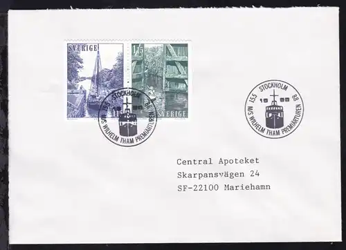 STOCKHOLM M/S WILHELM THAM PREMIÄR TUREN 1988 15.5.88 auf Brief