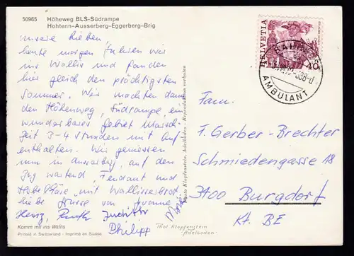 BAHNPOST AMBULANT 3.VIII.79 688-d auf CAK (Höhenweg BLS Südrampe)