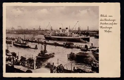 BERLIN-HAMBURG BAHNPOST Zug 9 4.6.38 auf AK (Hamburg Blick von den 