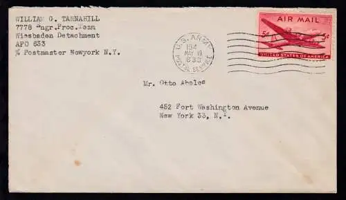 Maschinenstempel U.S. ARMY POSTAL SERVICE 633 MAY 19 194 auf Brief 