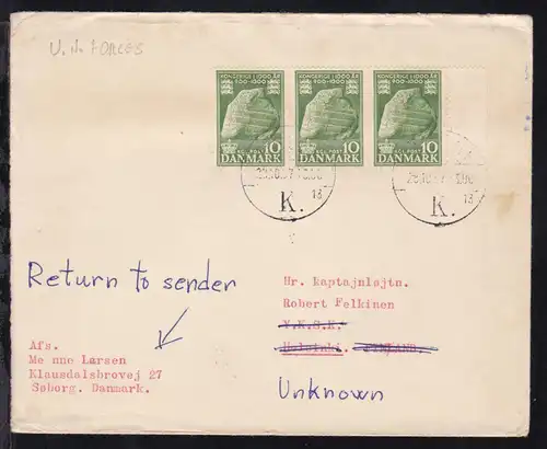 Brief ab Kopenhagen 28.10.57 einen Offizier beim YKSK nach Helsinki mit 