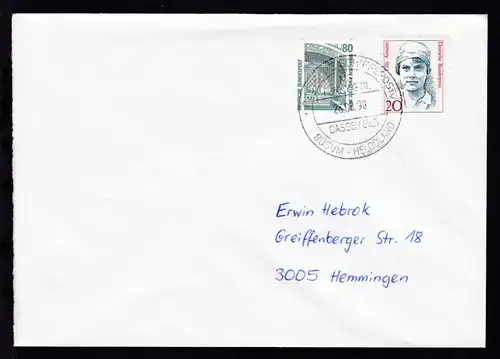 DEUTSCHE SCHIFSPOST MS FUNNY GIRL CASSEN EILS BÜSUM-HELGOLAND 23.08.90 auf Brief