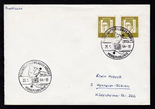 FÄHRSCHIFF "THEODOR HEUSS" Rödby Puttgarden VOGELFLUGLINIE 26.1.64 auf Brief