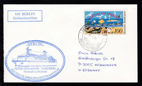 DEUTSCHE SCHIFFSPOST MS BERLIN PETER DEILMANN REEDEREI ORIENTKREUZFAHRT 21.5.90 