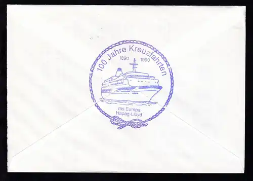 DEUTSCHE SCHIFFSPOST ms Europa Hapag-Lloyd KREUZFAHRTEN 11.7.90 + Cachet