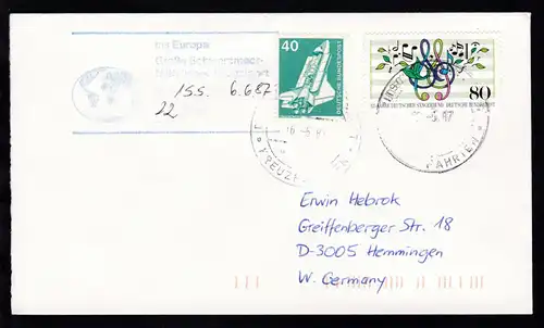 DEUTSCHE SCHIFFSPOST ms Europa Hapag-Lloyd KREUZFAHRTEN 16.5.87 + Cachet 