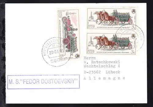 OSt.Puerto de la Cruz 20.01.95 + R1 M.S. "FEDOR DOSTOEVSKIY" auf Postkarte