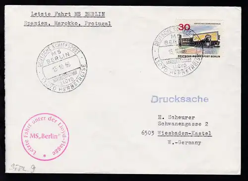 DEUTSCHE SCHIFFSPOST MS BERLIN NORDDEUTSCHER LLOYD LLOYD-HERBSTREISE 15.10.66  +